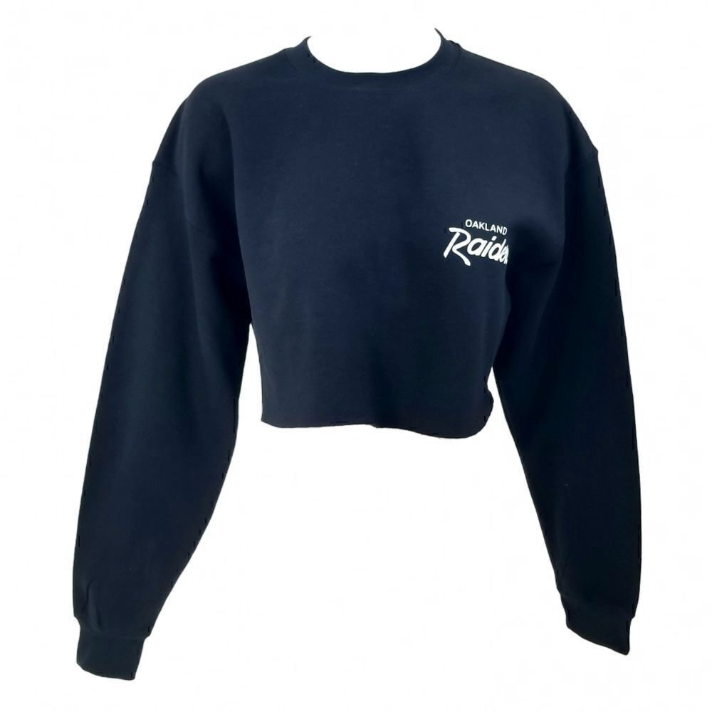 OAKLAND RAIDERS Double Script Logo Cropped Crop Top Pullover Crewneck Sweatshirt